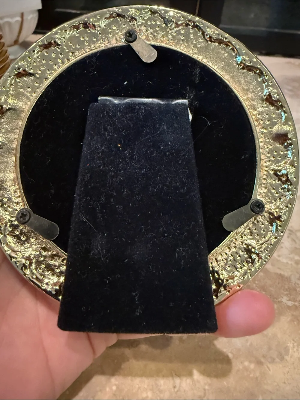 Round Photo Frame Jeweled Gold/Silvertone Rhinestone 3x3 Green Tree Gallery